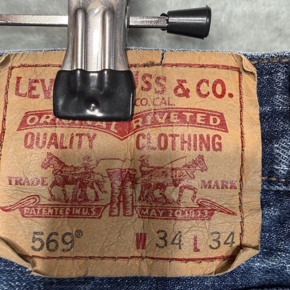 Levi's 569 Loose Straight Jeans Men 34x32.5* Blue Medium Wash Denim Western